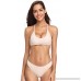 SHEKINI Women's Solid Color Scallop Halter Shirred Bikini Swimsuit Apricot a B07DD5K73F